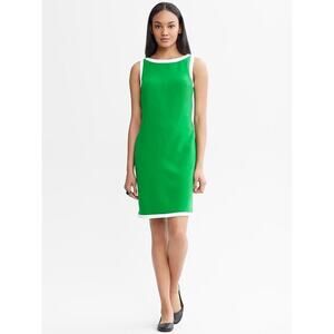 Banana Republic Mad Men Green White Shift Dress Women's Size 12 1960s Style Rare